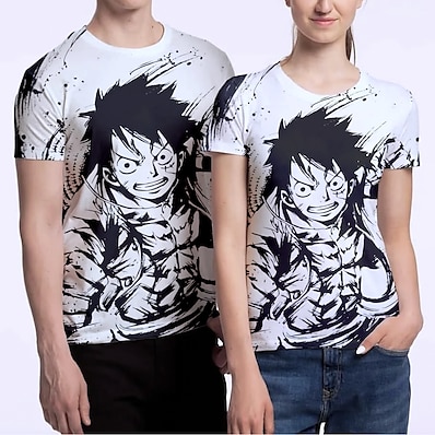 cheap Everyday Cosplay Anime Hoodies &amp; T-Shirts-Inspired by One Piece Monkey D. Luffy 100% Polyester T-shirt Anime 3D Harajuku Graphic Anime T-shirt For Men&#039;s / Women&#039;s / Couple&#039;s