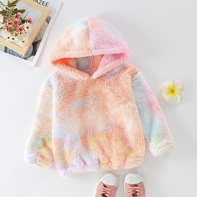 cheap Girls&#039; Clothing-Kids Girls&#039; Hoodie Long Sleeve Blushing Pink Tie Dye Daily Indoor Outdoor Cotton Fashion Streetwear Daily Sports 2-8 Years / Fall / Winter