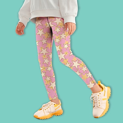 cheap Girls&#039; Clothing-Kids Girls&#039; Leggings Pink Print Print Graphic Active Fall 4-12 Years / Geometric / Tights