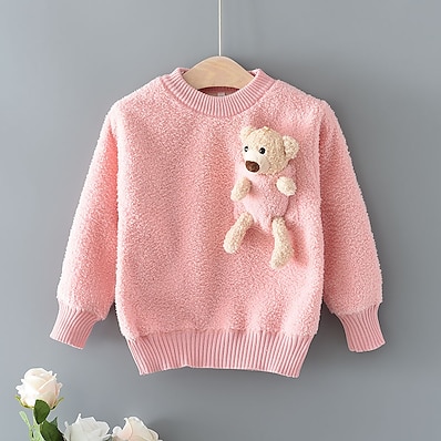 cheap Girls&#039; Clothing-Toddler Girls&#039; Sweater Long Sleeve Blushing Pink Green Beige Patchwork Solid Color Outdoor Cotton Adorable 2-8 Years / Fall / Spring