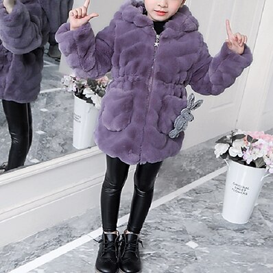 cheap Girls&#039; Jackets &amp; Coats-Kids Girls&#039; Coat Purple Pink Solid Colored Active School