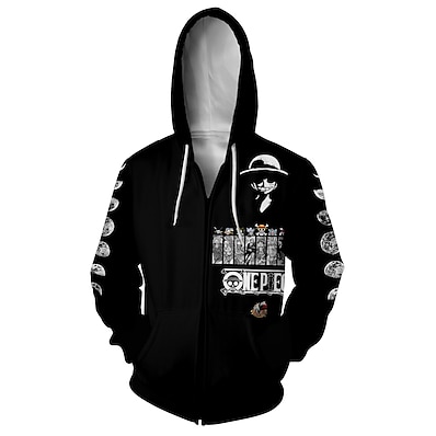 cheap Everyday Cosplay Anime Hoodies &amp; T-Shirts-Inspired by One Piece Monkey D. Luffy Roronoa Zoro 100% Polyester Anime Cartoon 3D Harajuku Graphic Anime Outerwear For Men&#039;s / Women&#039;s / Couple&#039;s