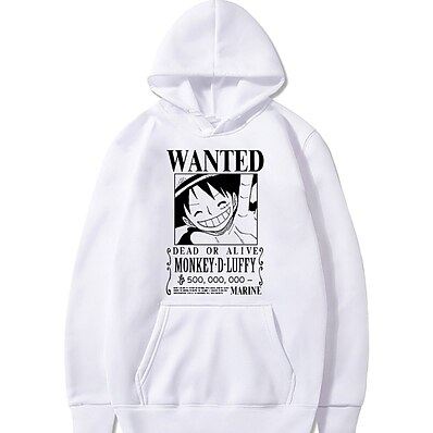 cheap Everyday Cosplay Anime Hoodies &amp; T-Shirts-Inspired by One Piece Monkey D. Luffy 100% Polyester Hoodie Anime Harajuku Graphic Kawaii Anime Hoodie For Unisex / Couple&#039;s