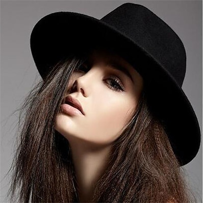 cheap Accessories-Women&#039;s Chic &amp; Modern Party Wedding Daily Fedora Hat Pure Color Pure Color Wine Black Hat Portable Comfort Fashion / Winter / Spring / Vintage