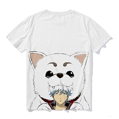 cheap Everyday Cosplay Anime Hoodies &amp; T-Shirts-Inspired by Gintama Gintoki Sakata 100% Polyester T-shirt Anime 3D Harajuku Graphic Anime T-shirt For Men&#039;s / Women&#039;s / Couple&#039;s