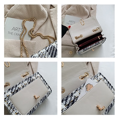 cheap Bags-woolen cloth bag female 2021 new fashion all-match small square bag small fragrance bag chic chain shoulder messenger bag
