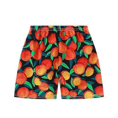 cheap Boys&#039; Clothing-Kids Boys One Piece Beach Shorts Swimsuit Print Swimwear Fruit Orange Active Swimming Bathing Suits 3-10 Years / Summer