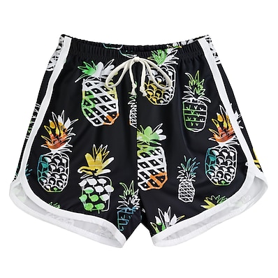 cheap Kids-Kids Boys One Piece Beach Shorts Swimsuit Print Swimwear Fruit Black Active Swimming Bathing Suits 3-10 Years / Summer