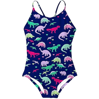 cheap Girls&#039; Clothing-Kids Girls&#039; One Piece Swimwear Swimsuit Swimwear Sleeveless Animal Green Blue Purple Cute Swimming Bathing Suits 2-8 Years / Spring / Summer