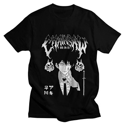 cheap Everyday Cosplay Anime Hoodies &amp; T-Shirts-Inspired by Chainsaw Man Denji 100% Polyester T-shirt Anime Harajuku Graphic Street Style Anime T-shirt For Men&#039;s / Women&#039;s / Couple&#039;s