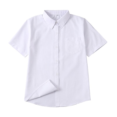 cheap Boys&#039; Clothing-Kids Boys Shirt Short Sleeve Solid Color Blue White Black Cotton Children Tops Active Daily Spring Summer Daily Regular Fit 2-12 Years