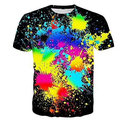 cheap Kids-Kids Boys T shirt Short Sleeve 3D Print Graphic Black Children Tops Active Fashion Daily Spring Summer Daily Indoor Outdoor Regular Fit 3-12 Years / Sports