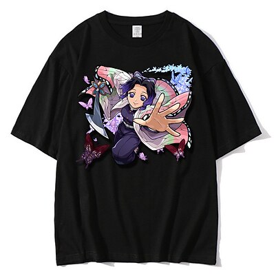 cheap Everyday Cosplay Anime Hoodies &amp; T-Shirts-Inspired by Demon Slayer: Kimetsu no Yaiba Kochou Shinobu 100% Polyester T-shirt Cartoon Harajuku Graphic Kawaii Anime T-shirt For Men&#039;s / Women&#039;s / Couple&#039;s