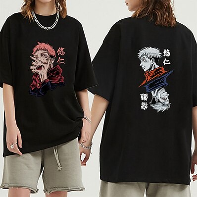 cheap Everyday Cosplay Anime Hoodies &amp; T-Shirts-Inspired by Jujutsu Kaisen Ryomen Sukuna 100% Polyester T-shirt Anime Harajuku Graphic Street Style Anime T-shirt For Men&#039;s / Women&#039;s / Couple&#039;s