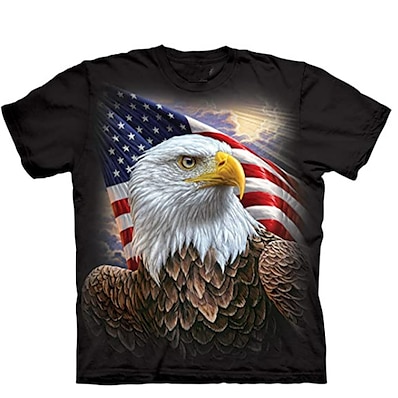 halpa LAPSET-Lapset Poikien T-paita Amerikan itsenäisyyspäivä Lyhythihainen 3D-tulostus Lippu Eläin Musta Ruskea Lapset Topit Aktiivinen Muoti Päivittäin Kevät Kesä Amerikan itsenäisyyspäivä Päivittäin Sisäll