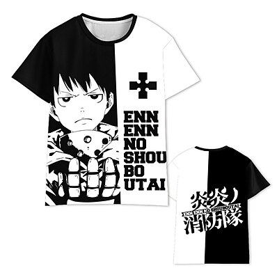 cheap Everyday Cosplay Anime Hoodies &amp; T-Shirts-Inspired by Fire Force Cosplay 100% Polyester T-shirt Anime 3D Harajuku Graphic Anime T-shirt For Men&#039;s / Women&#039;s / Couple&#039;s