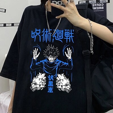 cheap Everyday Cosplay Anime Hoodies &amp; T-Shirts-Inspired by Jujutsu Kaisen Fushiguro Megumi 100% Polyester T-shirt Anime Harajuku Graphic Street Style Anime T-shirt For Men&#039;s / Women&#039;s / Couple&#039;s