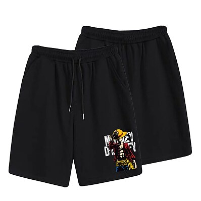 cheap Everyday Cosplay Anime Hoodies &amp; T-Shirts-Inspired by One Piece Monkey D. Luffy 100% Polyester Beach Shorts Board Shorts Harajuku Graphic Kawaii Anime Shorts For Men&#039;s / Women&#039;s / Couple&#039;s