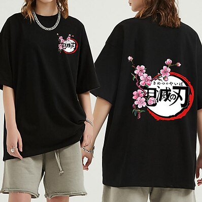 cheap Everyday Cosplay Anime Hoodies &amp; T-Shirts-Inspired by Demon Slayer: Kimetsu no Yaiba Kamado Tanjiro 100% Polyester T-shirt Anime Harajuku Graphic Kawaii Anime T-shirt For Men&#039;s / Women&#039;s / Couple&#039;s