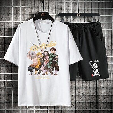 cheap Everyday Cosplay Anime Hoodies &amp; T-Shirts-Inspired by Demon Slayer: Kimetsu no Yaiba Kamado Nezuko Agatsuma Zenitsu Kamado Tanjirou 100% Polyester Outfits Cartoon Harajuku Graphic Kawaii Anime Shorts For Men&#039;s / Women&#039;s / Couple&#039;s / T-shirt