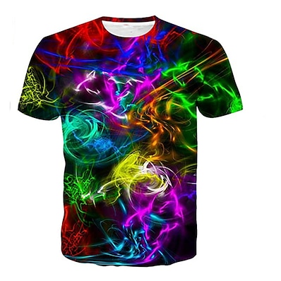 cheap Kids-Kids Boys T shirt Short Sleeve 3D Print Graphic Rainbow Children Tops Active Fashion Daily Spring Summer Daily Indoor Outdoor Regular Fit 3-12 Years / Sports