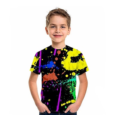 cheap Kids-Kids Boys T shirt Short Sleeve 3D Print Graphic Black Children Tops Active Fashion Daily Spring Summer Daily Outdoor Regular Fit 3-12 Years / Sports