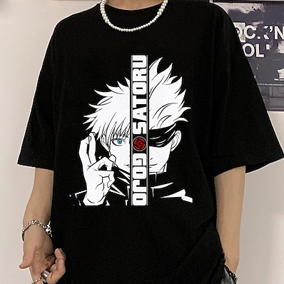 cheap Everyday Cosplay Anime Hoodies &amp; T-Shirts-Inspired by Jujutsu Kaisen Gojo Satoru 100% Polyester T-shirt Anime Harajuku Graphic Street Style Anime T-shirt For Men&#039;s / Women&#039;s / Couple&#039;s