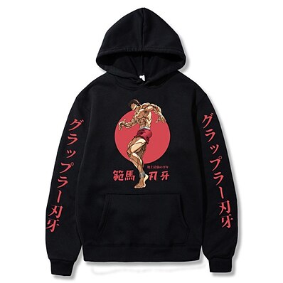 cheap Everyday Cosplay Anime Hoodies &amp; T-Shirts-Inspired by Baki the Grappler Baki 100% Polyester Hoodie Anime Harajuku Graphic Kawaii Anime Hoodie For Men&#039;s / Women&#039;s / Couple&#039;s