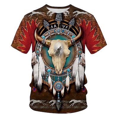 cheap Everyday Cosplay Anime Hoodies &amp; T-Shirts-Inspired by American Indian T-shirt Anime Native American Anime Polyster T-shirt 3D Harajuku Graphic For Men&#039;s / Women&#039;s / Couple&#039;s