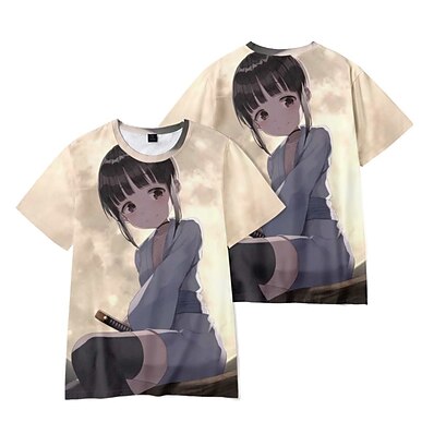 cheap Everyday Cosplay Anime Hoodies &amp; T-Shirts-Inspired by In the Heart of Kunoichi Tsubaki Tsubaki 100% Polyester Cosplay Costume T-shirt Harajuku Graphic Kawaii Pattern T-shirt For Men&#039;s / Women&#039;s / Couple&#039;s