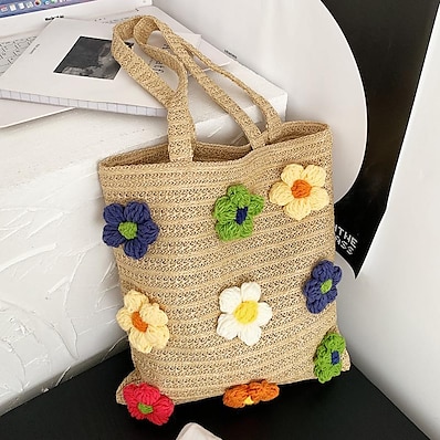 cheap Bags-summer straw woven bag women&#039;s large capacity 2022 new fashion woven shoulder bag texture wild commuter tote bag
