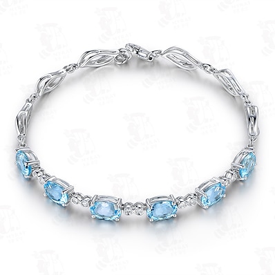 cheap Accessories-Women&#039;s Cubic Zirconia Light Blue Fancy Bracelet Fashion Lucky Copper Bracelet Jewelry Light Blue For Party Evening Gift Daily Date / Silver Plated / Imitation Diamond