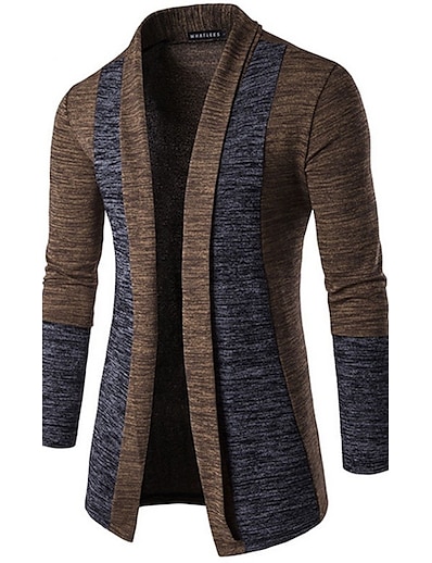 cheap Men-Men&#039;s Cardigan Solid Colored Cotton Long Sleeve Slim Regular Sweater Cardigans Spring V Neck Gray Dark Gray Brown / Weekend
