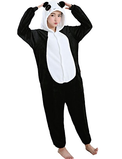 preiswerte Kigurumi Pyjamas-Erwachsene Kigurumi-Pyjamas Nachtwäsche Tarnfarben Panda Pyjamas-Einteiler Flanell Vlies Weiß Cosplay Für Herren und Damen Tiernachtwäsche Karikatur Fest / Feiertage Kostüme