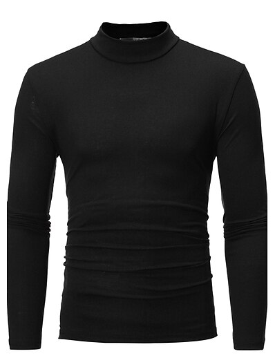 cheap Men-Men&#039;s T shirt Tee Shirt Graphic Solid Colored Turtleneck Plus Size Daily Weekend Long Sleeve Slim Tops Cotton Basic Muscle White Black Blue / Fall