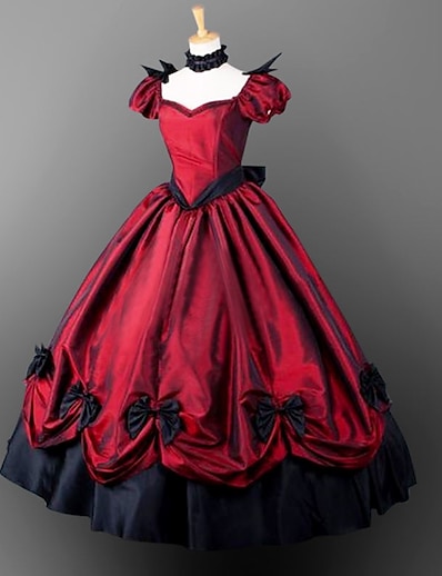 Χαμηλού Κόστους Στολές της παλιάς εποχής-Μαρία Αντωνιέτα Γοτθική Λολίτα Γκόθικ Βικτοριανό Κοκτέιλ Φόρεμα Vintage Φόρεμα Φορέματα Κοστούμι πάρτι Χορός μεταμφιεσμένων Φόρεμα χορού Ανοιξη καλοκαίρι Γυναικεία Κοριτσίστικα Σατέν Στολές / Μακρύ