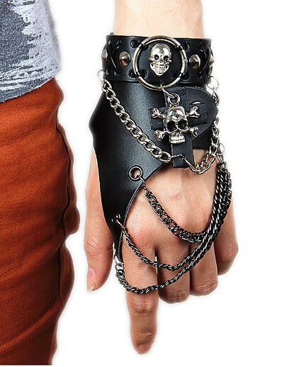 cheap Historical &amp; Vintage Costumes-Plague Doctor Punk &amp; Gothic Medieval Steampunk Rockabilly 17th Century Masquerade Accesories Set Men&#039;s Women&#039;s Leather Costume Leather Bracelet Black Vintage Cosplay Party Club / 1 Bracelet