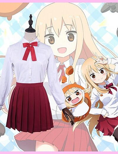 cheap Anime Cosplay-Inspired by Himouto Schoolgirls Umaru Doma Anime Cosplay Costumes Japanese Solid Color Cosplay Suits School Uniforms Cravat Shirt Skirt Long Sleeve For Men&#039;s Women&#039;s