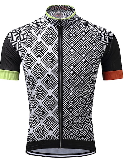 cheap Cycling-Men&#039;s Cycling Jersey Short Sleeve - Summer Polyester Black Plaid Checkered Bike Quick Dry Moisture Wicking Back Pocket Jersey Sports Mountain Bike MTB Road Bike Cycling Plaid Checkered Clothing