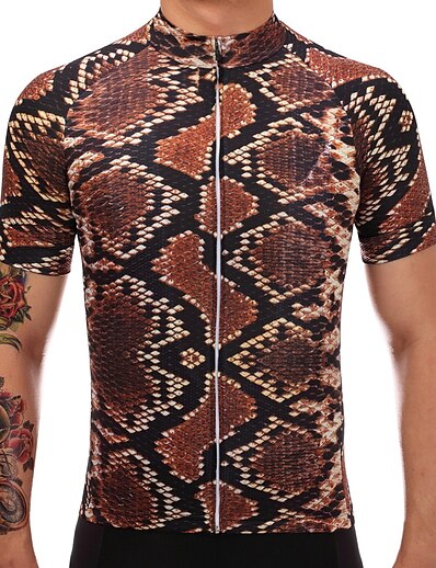 cheap Cycling-Men&#039;s Cycling Jersey Short Sleeve Snake Bike Mountain Bike MTB Road Bike Cycling Jersey Top Brown Quick Dry Moisture Wicking Back Pocket Polyester Sports Clothing Apparel / Stretchy / Athleisure