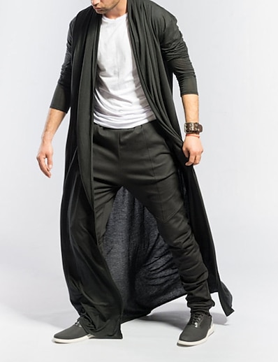 preiswerte Herren Überbekleidung-Herren Regenmantel Täglich Lang Mantel Regular Fit Grundlegend Jacken Kurzarm Einfarbig Grau Schwarz