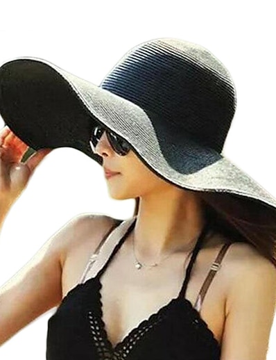 Χαμηλού Κόστους Καπέλα-Γυναικεία Βασικό Διακοπές Παραλία Ψάθινο καπέλο Μονόχρωμο Λευκό Κίτρινο Καπέλο Προστασία UV Αναπνέει / Μπλε / Πορτοκαλί / Χειμώνας / Άνοιξη / Καλοκαίρι