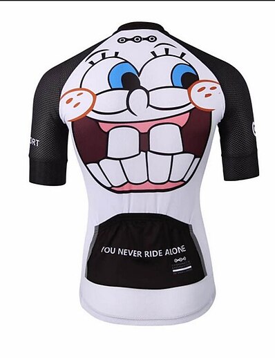 cheap Cycling-21Grams Novelty Men&#039;s Short Sleeve Cycling Jersey - Black+White Bike Jersey Top Quick Dry Moisture Wicking Breathable Sports Summer Terylene Mountain Bike MTB Clothing Apparel / Micro-elastic