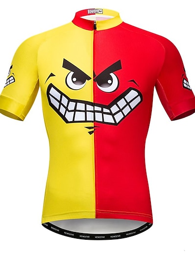 cheap Cycling-21Grams® Men&#039;s Cycling Jersey Short Sleeve Novelty Bike Mountain Bike MTB Road Bike Cycling Jersey Top Red Yellow Breathable Quick Dry Moisture Wicking Elastane Lycra Polyester Sports Clothing Apparel