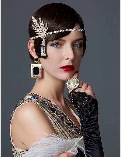 cheap Historical &amp; Vintage Costumes-The Great Gatsby Movie / TV Theme Costumes Pendant 1920s Princess Roaring Twenties Necklace Party Costume Christmas Party Supplies Flapper Headband Women&#039;s Girls&#039; Rhinestone Costume Head Jewelry