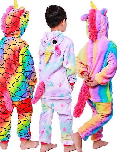 preiswerte Kigurumi Pyjamas-Kinder Kigurumi-Pyjamas Unicorn Fliegendes Pferd Pony Pyjamas-Einteiler Flanell Purpur / Gelb Cosplay Für Jungen und Mädchen Tiernachtwäsche Karikatur Fest / Feiertage Kostüme