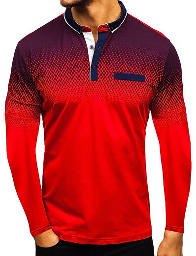 cheap Men&#039;s Tops-Men&#039;s Golf Shirt Tennis Shirt Polka Dot Graphic Other Prints Collar Button Down Collar Daily Weekend Long Sleeve Tops Streetwear White Black Gray