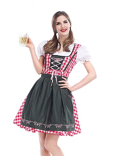ieftine Costume Antice-Carnaval Bere Oktoberfest Dirndl Trachtenkleader Fustă Rochie Pentru femei bavareză Costum