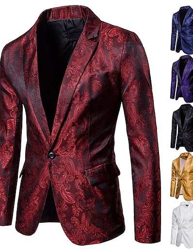 cheap Cosplay &amp; Costumes-Disco Disco 1980s Tuxedo Suits &amp; Blazers Lapel Collar Blazer Men&#039;s Sequins Costume Black / Purple / Red Vintage Cosplay Long Sleeve Party Halloween Club