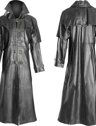 cheap Historical &amp; Vintage Costumes-Plague Doctor Distinguished Antique Sporty Simple Classic Style Coat Masquerade Trench Coat Outerwear Men&#039;s Costume Black / Coffee / 2# / 3# Vintage Cosplay Long Sleeve Party Halloween / Steampunk